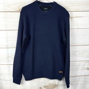 Buffalo David Bitton Wariner Heather Navy Blue Pullover Sweater Size Medium